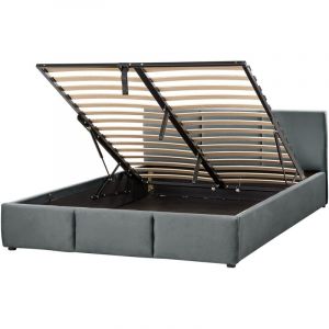 Beliani Cadre de lit en tissu gris 160x200