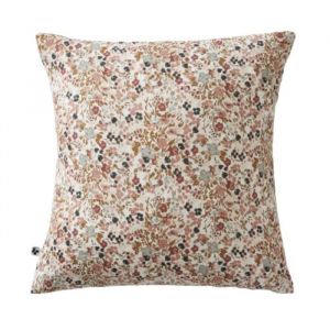 Terre de Nuit Taie d'oreiller gaze de coton imprimé floral rose 60x60 - Rose