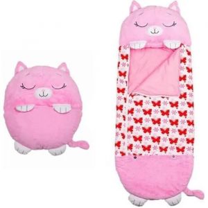 Mignon Sac de Couchage Enfant Duvet Enfant avec Oreiller 137*50cm pour Happy Nappers Rose
