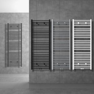 LuxeBath Radiateur Salle de Bain Sahara, 500x1200 mm, Noir Mat, Droite avec Connexion