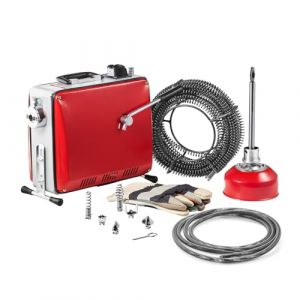 Furet D&eacute;boucheur Canalisations &Eacute;lectrique-VEVOR-390 W 1400 tr/min avec C&acirc;ble &agrave; Ressort Acier 12 m x 16 mm 45 m x 16 mm