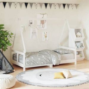 VidaXL Cadre de Lit pour Enfants, Lit Simple avec Sommier &agrave; Lattes, Meuble de Chambre &agrave; Coucher, Scandinave, Blanc 80x160 cm 834460