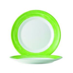 Image de Arcoroc Assiette plate ronde blanche/verte 20cm Brush vert