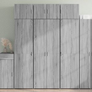 VidaXL Buffet haut sonoma gris 70x42,5x185 cm bois d'ing&eacute;nierie, buffet, armoire de rangement, panneau lat&eacute;ral, armoire, armoire lat&eacute;rale