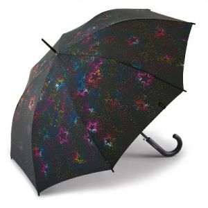 Esprit Grand parapluie automatique - Résistant au vent - Avec poignée courbée - Explosion d'étoiles