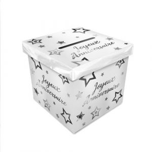 Image de Urne carton anniversaire party chic 20cm blanc - sud trading cd1875b