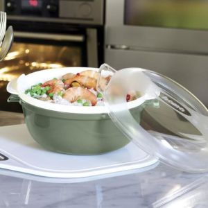 AC-Déco Cuiseur à vapeur - Cooky - D 25 x H 12,5 cm - Vert