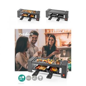 Nedis Raclette Grill Duo 2 mini poêlons anti adhérents 400W Noire