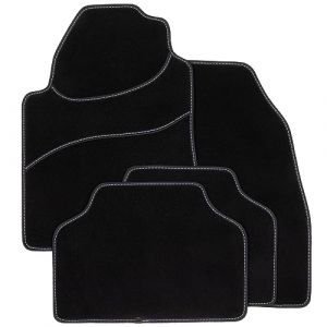 DBS Tapis de Voiture - Universel - Antidérapant - 4 Pièces : Avant + Arrière - Tapis de Sol Automobile - Haute Qualité - Blanc