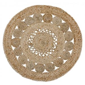 Unamourdetapis Tapis jute tiss&eacute; &Oslash;150cm beige rond jute rug