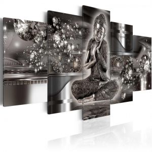 Image de Décoshop26 Tableau toile de décoration motif Silver Serenity Bouddha 100x50cm DEC110727