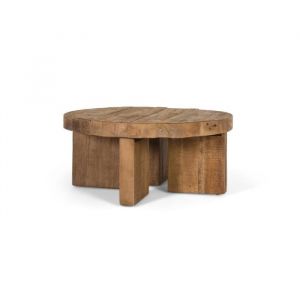 Table basse ronde en bois de manguier naturel