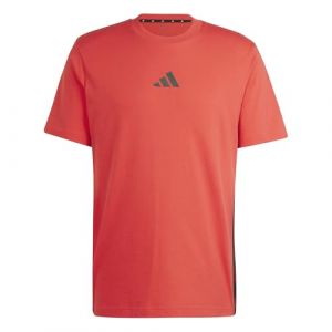 Adidas Homme Essential Three Stripes Single Jersey Tee, Pure Ruby/Black, M