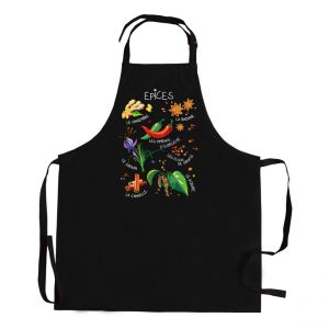 Declikdeco Tablier de cuisine sans poche Épices recyclé ? Noir ? 72 x 90 cm