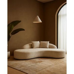 Dune - Canapé arrondi 3 places en tissu beige