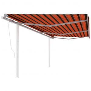 VidaXL Auvent automatique r&eacute;tractable et poteaux 6x3m Orange et marron