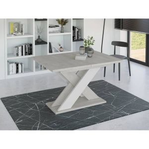Tosca - table à manger extensible - gris et blanc - 120 à 160 cm - Gris / Blanc
