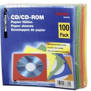 Hama 78369 - 100 Pochettes en papier couleur sous feuillet pour CD/CD-ROM