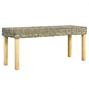 VidaXL Banc 110 cm Rotin naturel kubu et bois de manguier massif