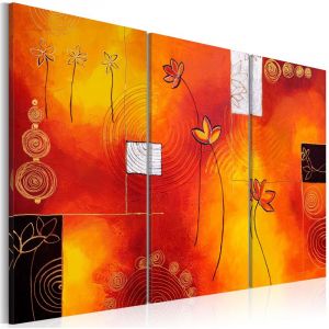 Image de Décoshop26 Tableau toile de décoration motif fleur fond orange 60x40cm DEC110377/2