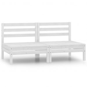 VidaXL Canap¿¿S Centraux De Jardin 2 Pcs Blanc Bois De Pin Massif