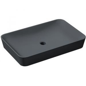 Image de Mai & Mai Vasque à poser gris noir mat rectangulaire lavabo salle de bain évier lave mains sans trop plein Col815