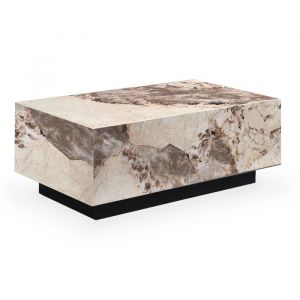 Mobilier Deco - tania - Table basse rectangulaire marbre d'ingénierie beige et marron