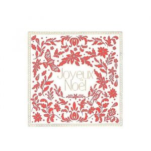 16 SERVIETTES DE TABLE JETABLE PAPIER JOYEUX NOËL FOLKY 33CM Rouge Bordeaux