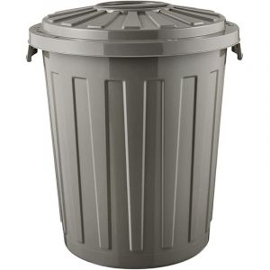Keeeper Poubelle eco / poubelle multifonction avec couvercle verrouillable, grande, Plastique solide (pp), 23 l, Tapis, Gris