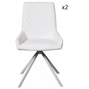 Inside75 Lot de 2 chaises design TWIN WHITE pieds métal gris assise polyuréthane blanc