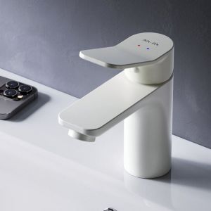 Am.pm - Mitiguer Lavabo Robinet Salle Bain Blanc Robinet de Lavabo pour Salle de Bain M&eacute;langeur Lavabo en Laiton