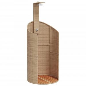 VidaXL Douche d'extérieur beige 100x100x241,5cm poly rotin bois acacia Beige