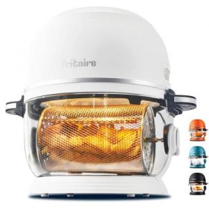 Friteuse à air autonettoyante de 5 litres avec visibilité à 360°, non toxique, sans BPA, vortex de 400 F pour une cuisson uniforme, fonctions 6 en 1, rôtisserie, rôti, cuisson, friteuse à air Vortex