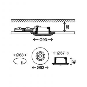 Lampe led encastrée Briloner leuchten attach one, 5 w, 400 lm, IP65, nickel mat, plastique, ø 9,3 cm