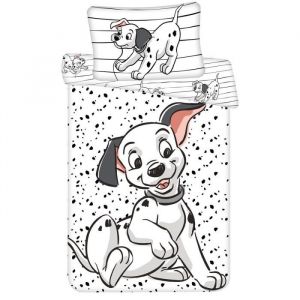 No Name Parure de lit bébé enfant Disney 101 Dalmatiens chien Lucky noir blanc housse de couette 100x135 cm, taie d'oreiller 40x60 cm, 100%