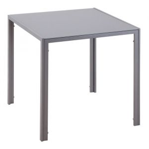 Homcom Table &agrave; manger - pour 4 personnes - plateau en verre tremp&eacute; et pieds en m&eacute;tal - 75 x 75 x 75 cm - gris