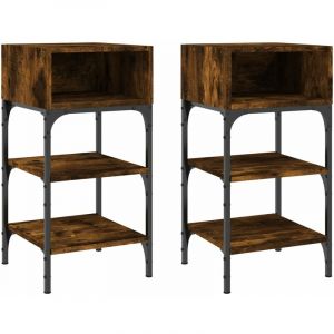 VidaXL Tables de chevet 2pcs chêne fumé 35x34,5x70 c bois d’ingénierie