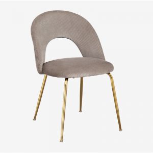 Chaise de salle à manger en velours côtelé Glorys SKLUM Doré Gris Taupe Clair