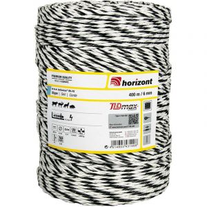 Cordon clôture électrique Turbomax R6-PE - Blanc noir - 400m 6mm