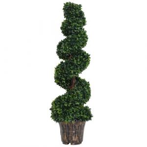 Outsunny Buis artificiel topiaire artificielle en forme de spirale dim. &Oslash; 32 x 112H cm vert 32x32x112cm Vert
