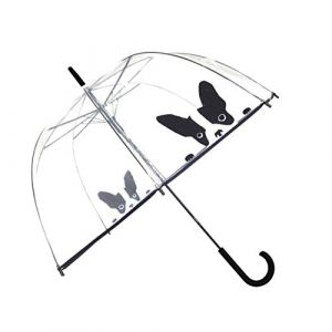 SMATI Parapluie Long Transparent – forme Cloche ; Solide ; Ouverture automatique ; Diamètre=85cm ; Parapluie Femme ; Motif CHIEN