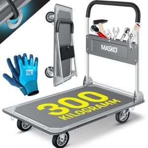 MASKO Diable Pliable en Aluminium | Chariot de Transport et Atelier repliable Diable rigide Charge Max. 300kg Châssis en acier