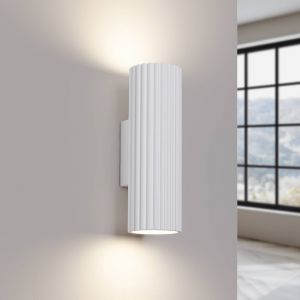 SOLLUX LIGHTING Applique murale carbone, blanc, hauteur 20 cm, aluminium, à 2 lampes.