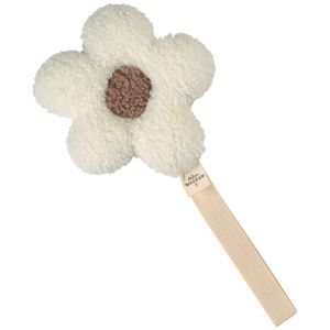 Attache T&eacute;tine Hochet Fleur Moumoute - Ecru et Marron