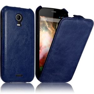 Karylax Seluxion - Housse Etui Coque Rigide à Clapet pour Wiko Darkmoon Couleur Bleu + Film de Protection