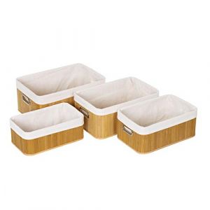 Image de Wadiga Lolahome - Lot de 4 paniers multi-usages tressés en bambou marron