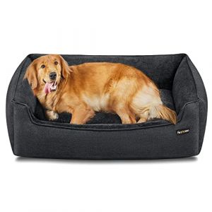 Panier pour Chien, Canap&eacute;, Lit, Niche pour Animaux, Housse Amovible et Lavable, pour Petits Chiens, 110 x 75 x 27 cm, Gris Fonc&eacute; PGW012G01 - Feandrea