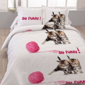 Dourev Housse de couette 240x220 So funny + 2 taies coton 52 fils