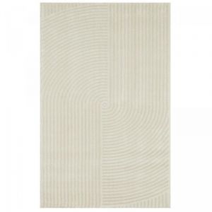 Dezenco Tapis salon et chambre 160x230 crème rectangle tissé motif géométrique ceroti