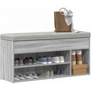 VidaXL Banc &agrave; chaussures sonoma gris 102x30,5x45 cm bois d'ing&eacute;nierie
